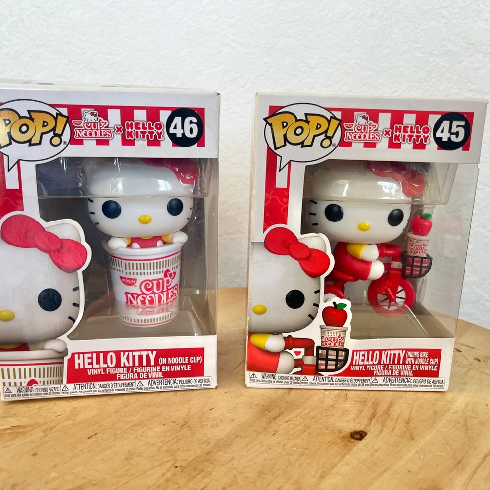 Funko Pop Hello Kitty x Cup Noodles Riding Bike 45 JZ9 & In Cup Noodle 46